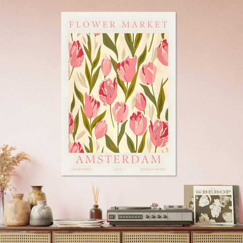 Artfulprints Poster Flower market - Amsterdam IV   - 50x70 cm - Roze