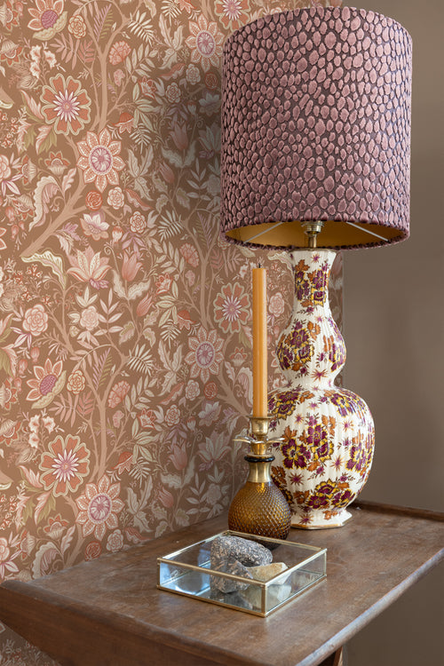 ESTAhome behang vintage bloemen bruin, terracotta en paars - 50 x 900 cm - 131332 - vtwonen shop