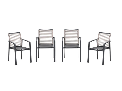 Garden Impressions Cosmo tuinstoelen set van 4 – carbon black / rope natural