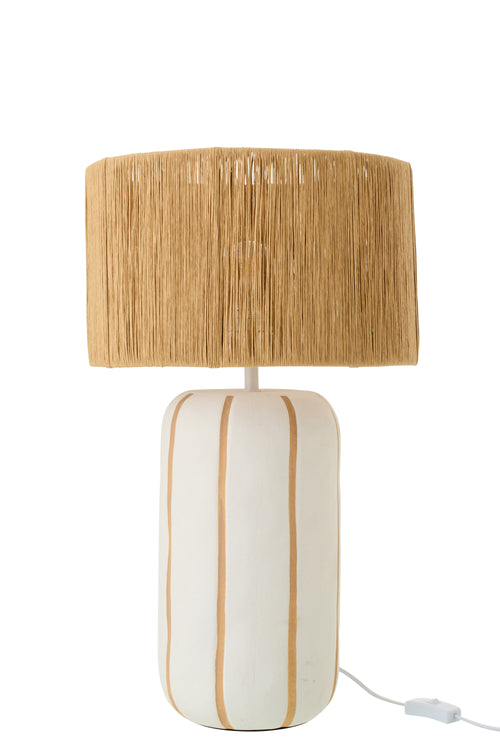J-Line tafellamp Gestreept - keramiek - naturel/wit - large
