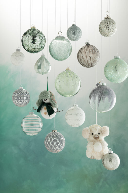 J-Line kerstbal Druppel - glas - antiek groen - 6 stuks