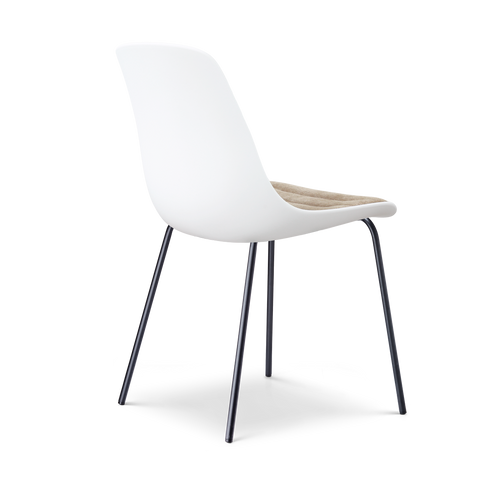 Nolon Nora-Liv eetkamerstoel wit met nougatbruin zitkussen - zwart onderstel
