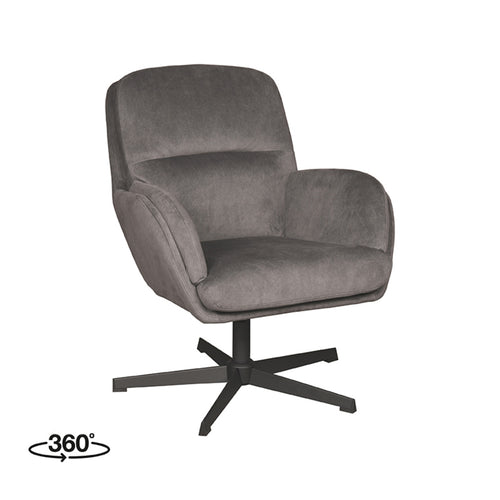 LABEL51 Fauteuil Moss - Antraciet Stof - Draaibaar