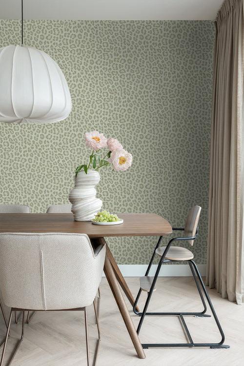 ESTAhome behang panterprint vergrijsd groen - 53 cm x 10.05 m - 139966