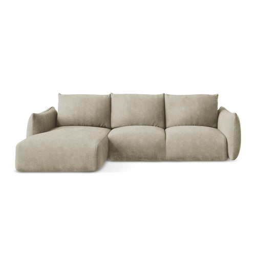 LaMiaSofa hoekbank links Savona - chenille stof - beige - 242x162x90