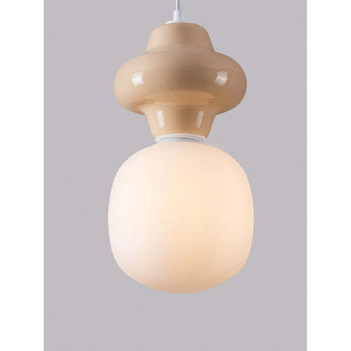 Nova Luce CLIO Korte, slanke hanglamp voor aan het plafond, geel, mat wit, E14 fitting, 1x5W