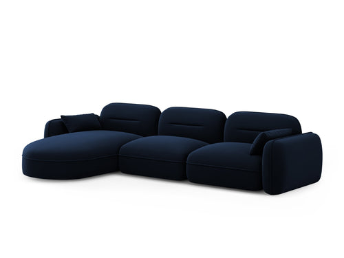 Cosmopolitan Design Modulaire hoekbank links Sydney 4-zits, flueel, koningsblauw - 165x320x70cm