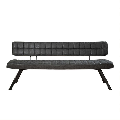 Giga Meubel Eetkamerbank Kruisstiksel - Zwart Kunstleer - 180cm