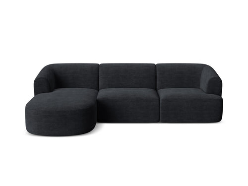 Cosmopolitan Design Modulaire hoekbank links Campi 4-zits, ribfluwelen zwart - 156x256x70cm