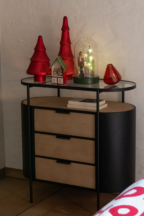 J-Line kast Avy - ijzer - naturel/zwart
