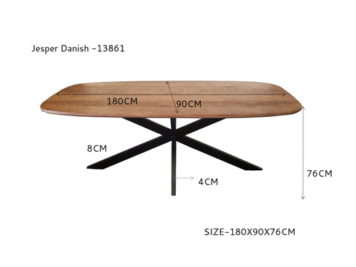 Livingfurn eetkamertafel Jesper Danish Oval - 180cm - mangohout - vtwonen shop