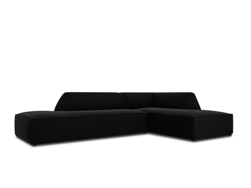 Micadoni rechter hoekbank Ruby 4-zits, flueel, zwart - 180x273x69cm
