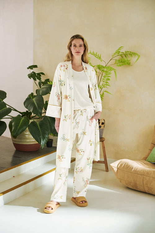 Pip Studio - Belin Lange pyjamabroek - Dames - Blossom Chique - Wit - XS - vtwonen shop