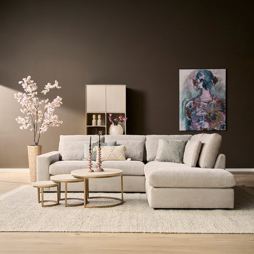 MySofa Hoekbank Jesse - Beige Stof Rechts - 271x222x92cm