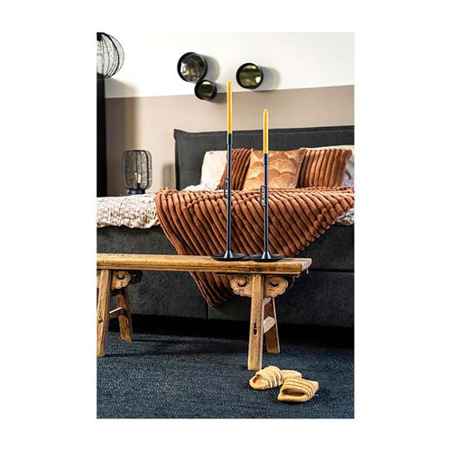 FurniLux Kandelaar Wick zwart -  zwarte kaarsenhouder - Metaal - 16x16x60cm - vtwonen shop