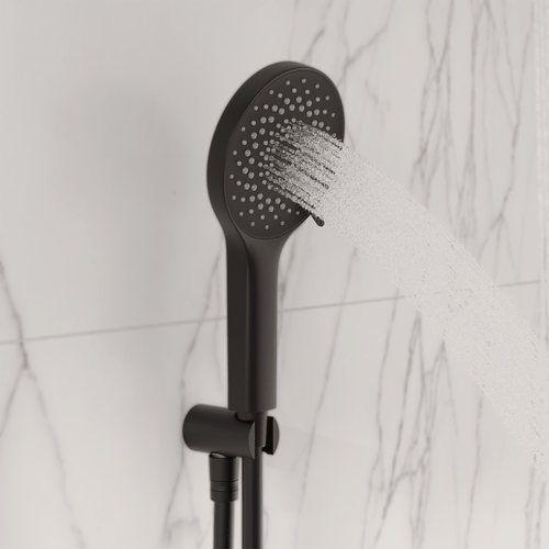 LOMAZOO inbouwdoucheset Caesar - met thermostaatkraan & ronde handdouche - mat zwart - 30 cm