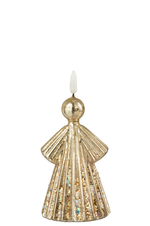 J-Line figuur Engel - glas - goud - small - LED
