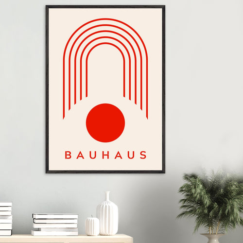 Artfulprints Poster met Lijst Bauhaus - Red arches   - 50x70 cm - Rood