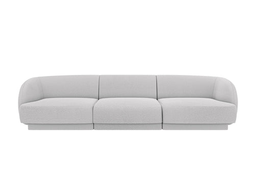 Micadoni Bank Miley 3-zits, boucle lichtgrijs - 90x255x70cm