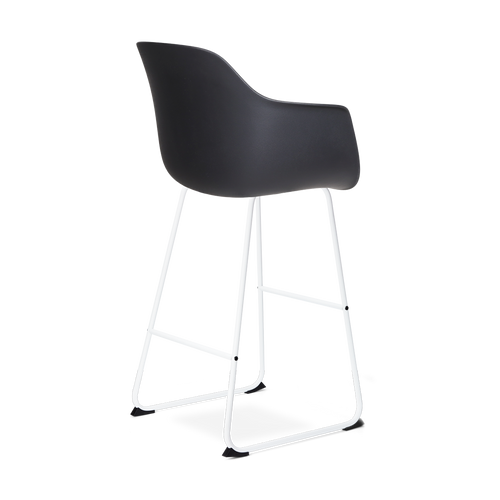 Nolon Nino-Puk Barkruk Zwart - Armleunining - Wit Onderstel - 75 cm