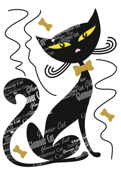 Sanders & Sanders muursticker kat zwart - 65 x 42.5 cm - 600320