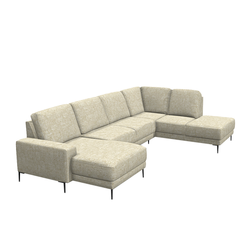 Rebellenclub Bank Malmö - opstelling - Chaise Longue Links - 2.5 zits - Hoekeiland Rechts - Spider 02 Cream - vtwonen shop