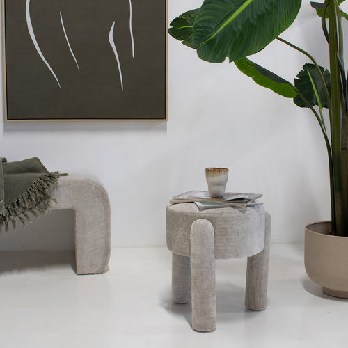 Giga Meubel Poef Yara - Stof - Beige - 44x44x42cm - vtwonen shop