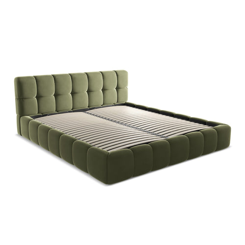LaMiaSofa Bed met opbergruimte Roma - velours - olijf - 200x228x82