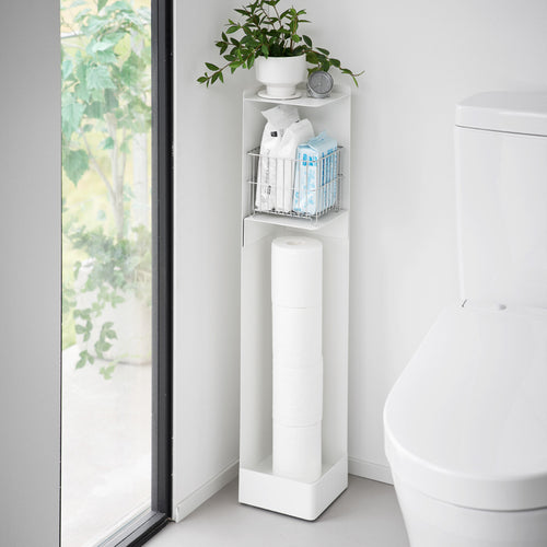 Yamazaki Tower Toiletrolhouder op wielen smal - Wit - vtwonen shop