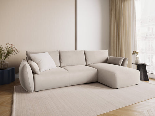 Cosmopolitan Design Converteerbare hoekbank rechts met opbergdoos Matera 4-zits, flueel beige - 173x253x86cm