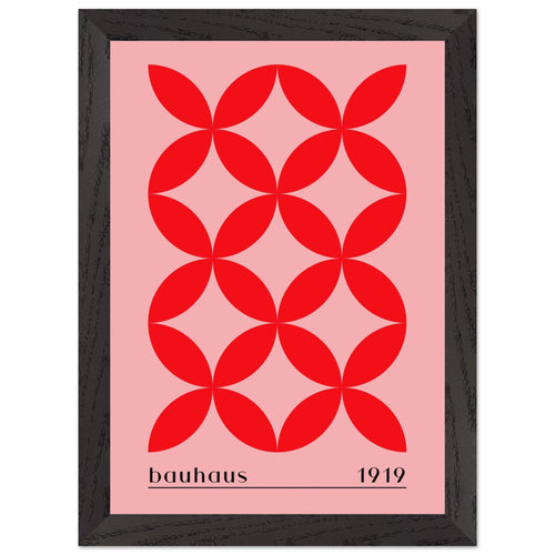Artfulprints Poster met Lijst Bauhaus - 1919   - A4 21x29.7 cm - Rood