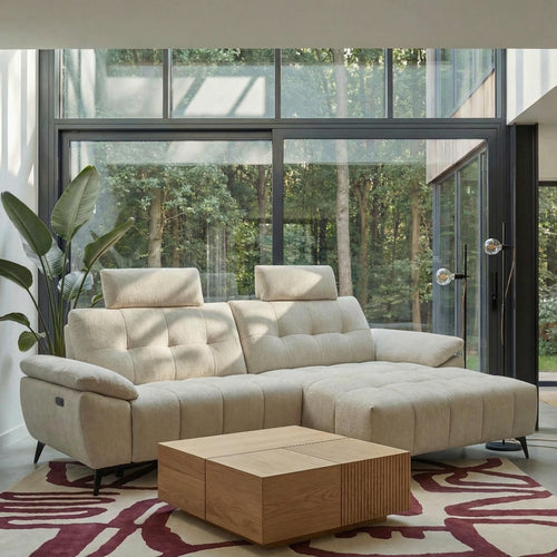 Furnhouse chaise longue bank rechts Colorado - Crème wit - Stof - 156x268x107
