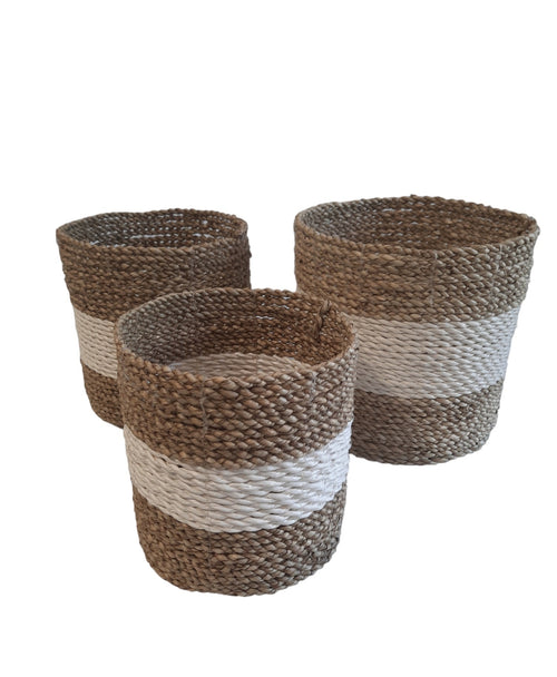 FurniLux Natuurlijke plantenbakken/ Mandenset - 20x20x21cm