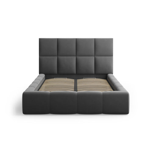 Cosmopolitan Design - Opbergbed met hoofdeinde Livigno 200x180cm flueel grijs - 230x205x125cm