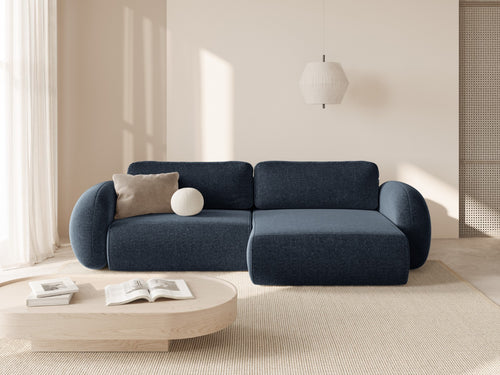 Cosmopolitan Design Omkeerbare converteerbare hoekbank met opbergdoos Tonale 4-zits, chenille marineblauw - 149x262x88cm