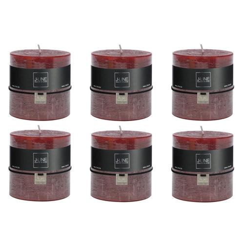J-Line cilinderkaars Kers - rood - 64U - 6 stuks