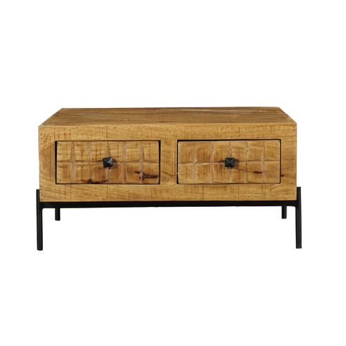 StarFurn Salontafel Brandy - Vierkant Naturel Mangohout - 80x80x40cm - vtwonen shop