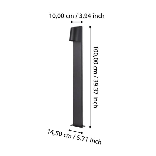 EGLO sokkellamp Stagnone - gu10 - 10 cm - zwart