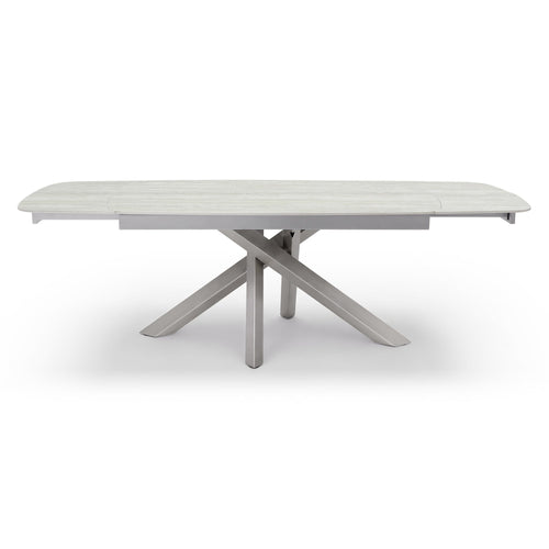 Premium Interiors - Uitschuifbare eettafel CAST - travertijnkeramiek travertijn 240cm