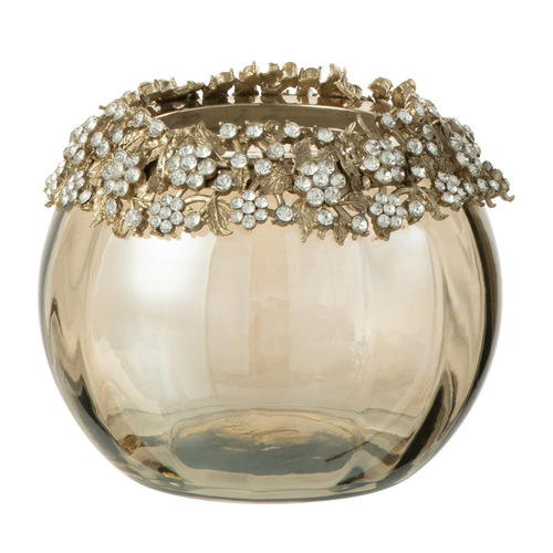 J-Line kaarshouder Volve - metaal/glas - goud/brons - medium