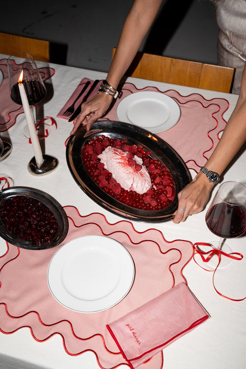 Kulu Club placemats Wavy - linnenmix - roze - set van 2 - vtwonen shop