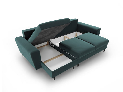 Cosmopolitan Design Omkeerbare converteerbare hoekbank met opbergdoos Kyoto 4-zits, flueel olie - 145x241x88cm