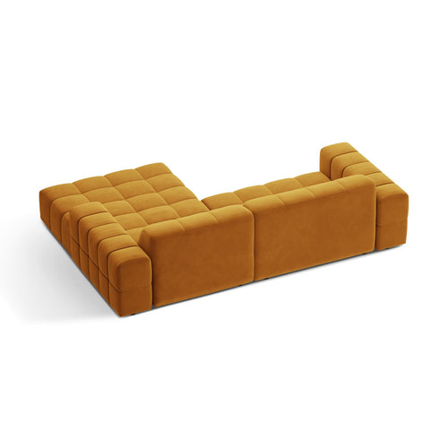 Cosmopolitan Design - Rechter hoekbank Chicago 3-zits, flueel geel - 167x234x78cm