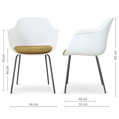 Nolon Nora-Liz eetkamerstoel wit met mosgroen zitkussen - zwart onderstel