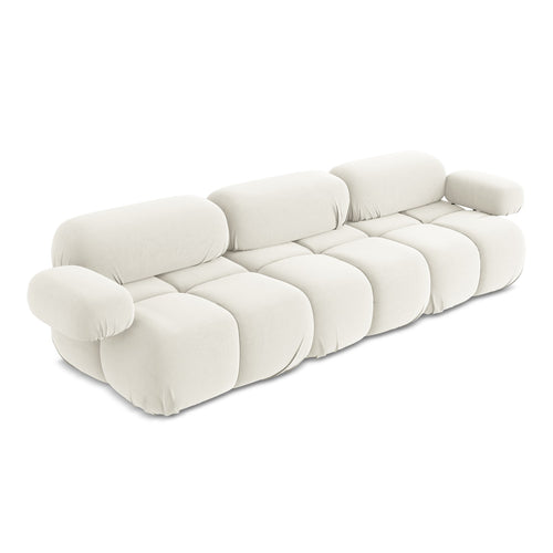 LaMiaSofa 3-zits bank Sanremo - velours - lichtbeige - 285x96x70