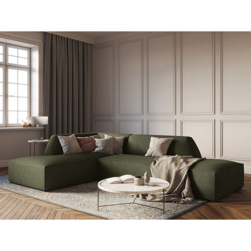 Cosmopolitan Design - Modulaire hoekbank links Siena 4-zits, ribfluwelen groente - 180x273x69cm