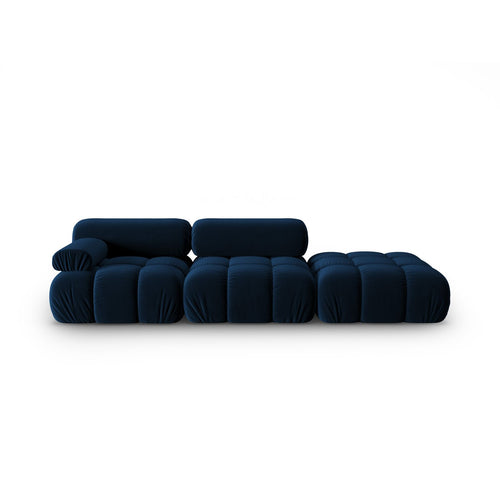 Cosmopolitan Design - Rechte modulaire bank Cortina 4-zits, flueel koningsblauw - 94x282x70cm