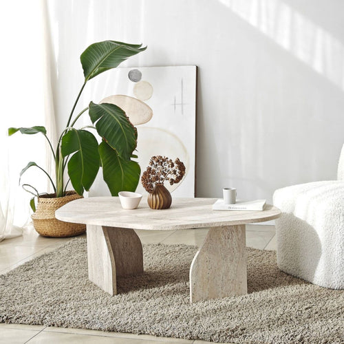 Calicosy - ROCK Salontafel met brede poten - Steen - 60x100x35 cm