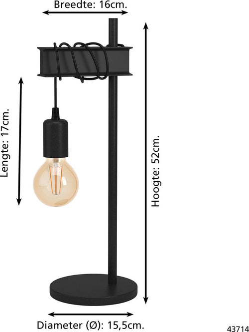 EGLO tafellamp Townshend 6 - e27 - 51,5 cm - zwart - vtwonen shop