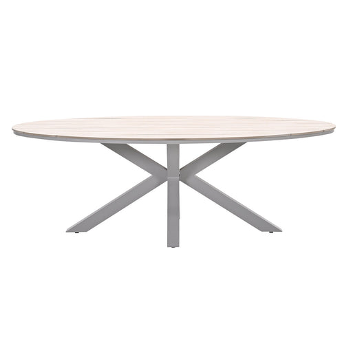 Edison tafel ovaal - 220x115 cm -taupe -light teak Vironwood - vtwonen shop